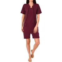 Normann Pyjama Damen Pflegeoverall kurzarm mit Reissverschluss Vorne und am Bein