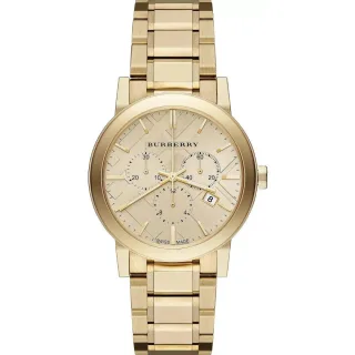 Burberry BU9753 Herrenuhr mit goldenem Zifferblatt und Chronograph - Luxuszeitmesser