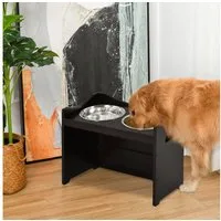 PawHut Futternapf Höhenverstellbar, Erhöhtes Futterstation mit 2L Futterschale, Edelstahl, L54 × B31.5 × H47 cm, Kaffee