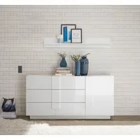 Home affaire Sideboard Jupiter, Breite 181 cm, Kommode 1 Tür - Soft Closing, 3 Schubkästen, Anrichte, moderne Griffblende, FSC®, cleveres Stauraumkonzept
