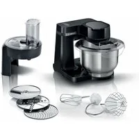 BOSCH Küchenmaschine MUMS2EB01 MUM Serie 2, 700 W, 3,8 l Schüssel, Durchlaufschnitzler, 3 Reibescheiben, Patisserieset Edelstahl