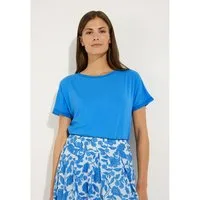 MORE&MORE Kurzarmshirt softes T-Shirt mit Chiffonkante