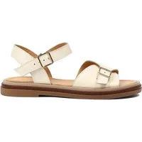 Celal Gültekin Plateau Riemensandale Slingback Goldschnalle Damen Plateausandaletten Glattleder, Echtleder-Futter & Decksohle, Beige, 38