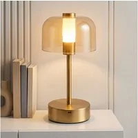 GLOBO LIGHTING LED Nachttischlampe, LED-Leuchtmittel fest verbaut, Farbwechsel, Neutralweiß, Kaltweiß, Warmweiß, Tageslichtweiß, Tischleuchte Beistelllampe Metall goldfarben LED Touchdimmer H 25cm