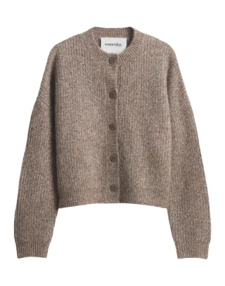 someday - Strickjacke im Boxy-Schnitt - Timaya braun - Gr. - 42