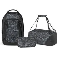 Satch Schulranzen Schulrucksack-Set MATCH PLUS Street Ink 3-teilig (3-teilig), Schulranzen, ergonomisch, 30 + 5 Liter, 4 Fächer