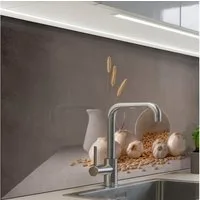 KitchenYeah Küchenrückwand Muster selbstklebend (keine Folie) Zwiebeln - Stilleben - Weiß - Beige, (1-tlg), Spritzschutz, Küche, Rückwand, Küchenwand, Küchenfront, 30x20 cm