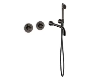 JEE-O cone 01 Wand-Badkombination mit Thermostat, Umsteller, gun metal, 900-6476 900-6476