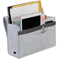 relaxdays Betttasche mit Klettverschluss (1-tlg), Hellgrau