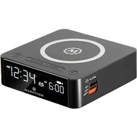 Marathon Funkwecker Digitaler Wecker mit kabelloser Ladestation und USB Anschluss