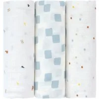 LÄSSIG Stoffwindeln Mullwindeln, L, Happy Fruits, blue, GOTS made with organic materials, zertifiziert durch BCS 27262