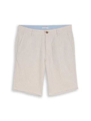 Tom Tailor - TTREGULAR Chino Shorts mit Leinenanteil cashew beige stripe - Gr. - 32