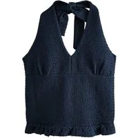 Next Kurzarmbluse Ärmelloses, gerafftes Neckholder-Oberteil (1-tlg)
