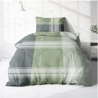 Träumschön Bettwäsche Premium Biber Bettwäsche 135x200 oder 155x220 cm, grün, Baumwolle, 2 teilig