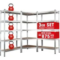 EASYmaxx Schwerlastregal 180x90x40 cm, Eckregal & 2 Lagerregal, 3-tlg., 175 kg pro Ebene, Regal und Werkbank, Kellerregal, Lagerregal