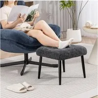 HOMCOM Fußhocker mit Anti-Rutsch-Pads (Polsterhocker, 1 St., Fußstütze), für Schlafzimmer, Wohnzimmer, Dunkelgrau