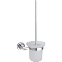 tesa WC-Reinigungsbürste 1x tesa luup WC-Bürstengarnitur, Wandmontage, Gäste-WC, Badezimmer, (Komplett-Set, 2-tlg), chrom-weiß 12 cm : 16 cm : 38,5 cm