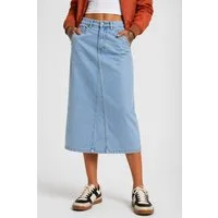 urbandreamz Jeansrock Damen Maxi Midi Rock langer Schnitt Denim Stretch stylischer Rock, robuster Jeansstoff, Gehschlitz