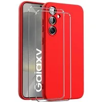 CoolGadget Handyhülle Rot als 2in1 Schutz Cover Set für das Samsung Galaxy A05s 6,7 Zoll, 2x Glas Display Schutz Folie + 1x TPU Case Hülle für Galaxy A05s