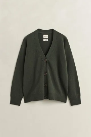 GANT - Superfine Lambswool Strickjacke MOSSY GREEN - Gr. - S