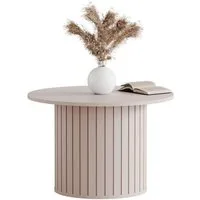 yourhouse24 Couchtisch LINNEA Rund Ø70cm Säule Lamellen Kaschmir/Schwarz (1x Couchtisch), Säule in moderner Lamellen-Optik