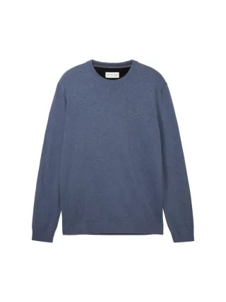 Tom Tailor - Basic-Crewneck-Strick blau - Gr. - L