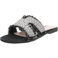 Ital-Design Funkelnde Sommer-Sandalen mit Fransen für Damen Riemchensandalette (89372555) Blockabsatz Riemchensandalen in Schwarz