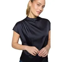 Zero Satinbluse Damen mit Kragen