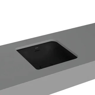 VitrA New Metropole Unterbauwaschtisch quadratisch 40 cm mit Überlaufschlitz Schwarz,7533B483-7215 7533B483-7215