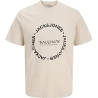 Jack & Jones Rundhalsshirt Jack&Jones Übergrößen T-Shirt beige Print JJBENSON