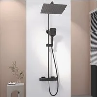duschspa Duschsystem Duschset mit Thermostat 38℃ verstellbare Duschstange aus Edelstahl, 2 Strahlart(en), Regendusche mit quadratischem Duschkopf 30x30cm