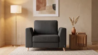 BRUNO Schlafsessel 70cm in Schwarz | praktische Größe | stabiles Massivholz & Boxspringkomfort