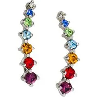 Firetti Paar Ohrstecker Schmuck Geschenk Silber 925 Ohrschmuck Ear Climber Regenbogen, mit Kristallmix