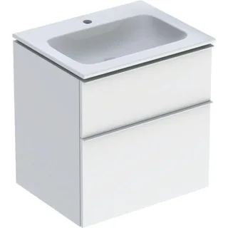 Geberit Icon Waschtisch mit Unterschrank 60 cm 502335011 Waschtisch-Set 60x63x48cm, weiß, Korpus weiß hochglänzend, Griff weiß matt