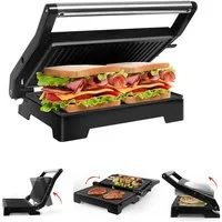 OZAVO Kontaktgrill GLHS152D 180° Öffnung Elektrogrill Sandwichtoasterr PaniniMaker, 1000 W, Grillfläche: 23 × 15 cm,antihaftbeschichtete Platten