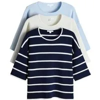 The Set T-Shirt The Set Oversized Fit Strick-T-Shirts, 3er-Pack (3-tlg)