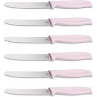 Böker Manufaktur Solingen Brötchenmesser Böker Brötchenmesser mit Wellenschliff, rosa (6 Stück), Praktisches Frühstücksmesser-Set für Brötchen