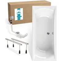 Calmwaters Badewanne Modern Curved, Duowanne, 180 x 80 cm, Acryl, Wannenfuß, Ablaufgarnitur, 99000299