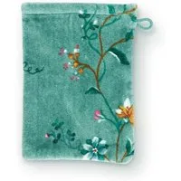 PiP Studio Waschhandschuh Les Fleurs_Green_UV_UV_16x22 3 Waschlappen 16 x 22 cm, Baumwolle (Spar-Set, 1-St), Wachlappen Waschhandschuh