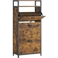 VASAGLE Schuhschrank mit Klappen, schmaler Schuhkipper, platzsparendes und staubdichtes 3 Klappen, 60 x 30 x 130 cm, für 15-18 Paar Schuhe