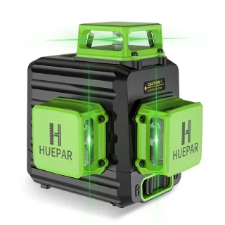 Huepar B03CG 3D 12 Lines Green Laser Level 5 Line Switching Modes 3Ways to Charge/Use 360° Self Leveling IP54 Rechargeab