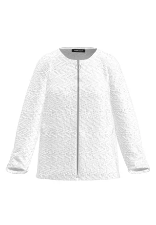 FRANK WALDER - Jerseyjacke NOS mit dekorativer Armsaum-Raffung ecru - Gr. - 44