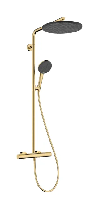 Hansgrohe Showerpipe Raindance Alive S Puro 300 1jet mit Ecostat Element polished gold optic , 245 24592990