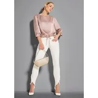 MADELEINE Gerade Jeans Verkürzte 5-Pocket-Hose mit Fransen Modisch verkürzte Hose mit abgeschrägtem Fransensaum, Cotton-Stretch