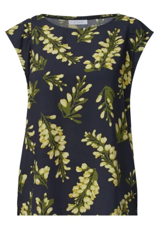 Street One - Blusentop mit Blumenmuster blau - Gr. - 42