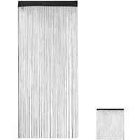 relaxdays Fadenvorhang schwarz (1 St), Stangendurchzug, transparent, Polyester, 1er Pack 90x245cm