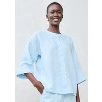 bonprix Shirtbluse Oversize-Passform, aus Leinen, strukturierte Oberfläche, 3/4-Ärmel