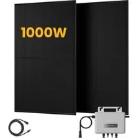 Ecoflow Balkonkraftwerk 1000Wp Komplettset inkl. EcoFlow 800W Wechselrichter, (Plug & Play Installation), mit 2×500Wp Full Black Modulen