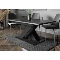 Home Collective Esstisch ausziehbar Tisch Küchentisch Esszimmertisch Ausziehtisch (Esszimmer Küche Wohnzimmer Esstisch erweiterbar), modernes Design mit X-Gestell, 140-180 x 80 cm Schwarz Marmor-Optik