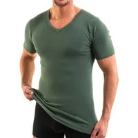 HERMKO Unterziehshirt kurzarm Shirt Bio-Baumwolle kurzarm Shirt V-Neck körpernahe Passform, Feinripp